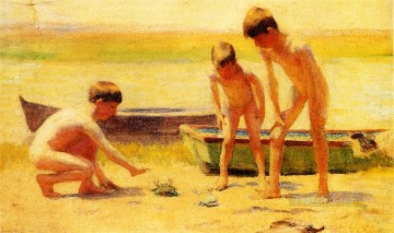 カニ船で遊ぶ少年たち トーマス・ポロック・アンシュツ Oil Paintings